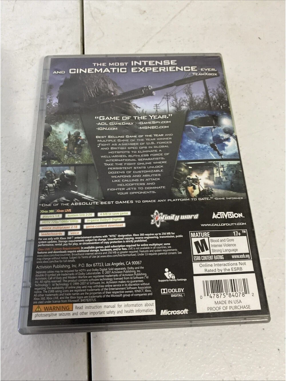 Call of Duty 4: Modern Warefare for xbox 360 Complete